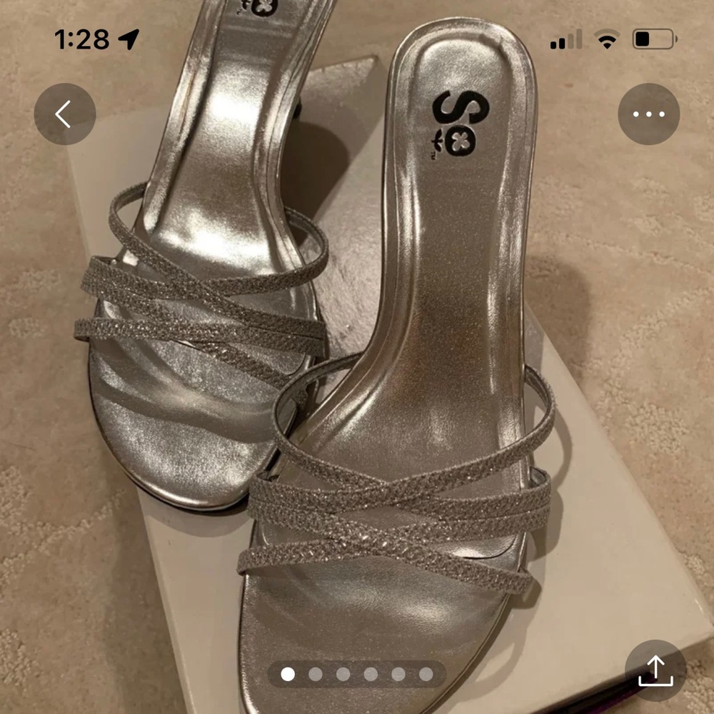 SO Silver Slip-on Dress Heels-Brand New
